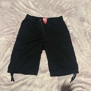 South Pole Black Cargo Shorts with Drawstring Hem